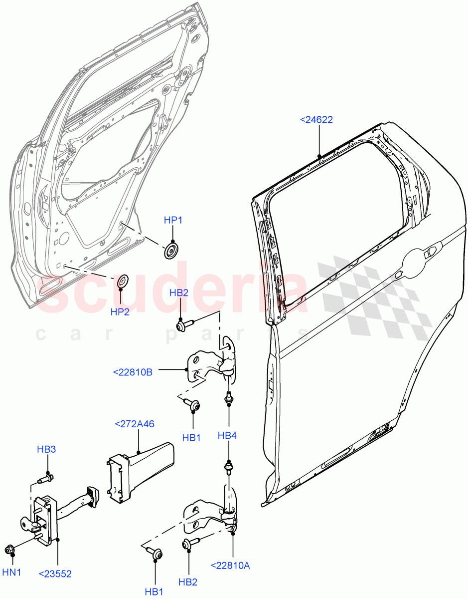 Rear Doors, Hinges & Weatherstrips (Door And Fixings) (Halewood (UK)) of Land Rover Land Rover Discovery Sport (2015+) [1.5 I3 Turbo Petrol AJ20P3]