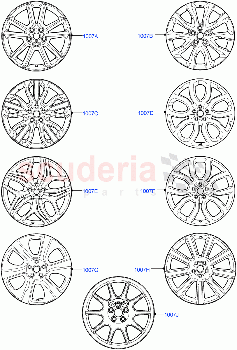 Spare Wheel (With Mini Aluminium Spare Wheel, With Mini Alloy Spare Wheel, Spare Wheel - Conventional Alloy) of Land Rover Land Rover Range Rover Sport (2014+) [3.0 DOHC GDI SC V6 Petrol]