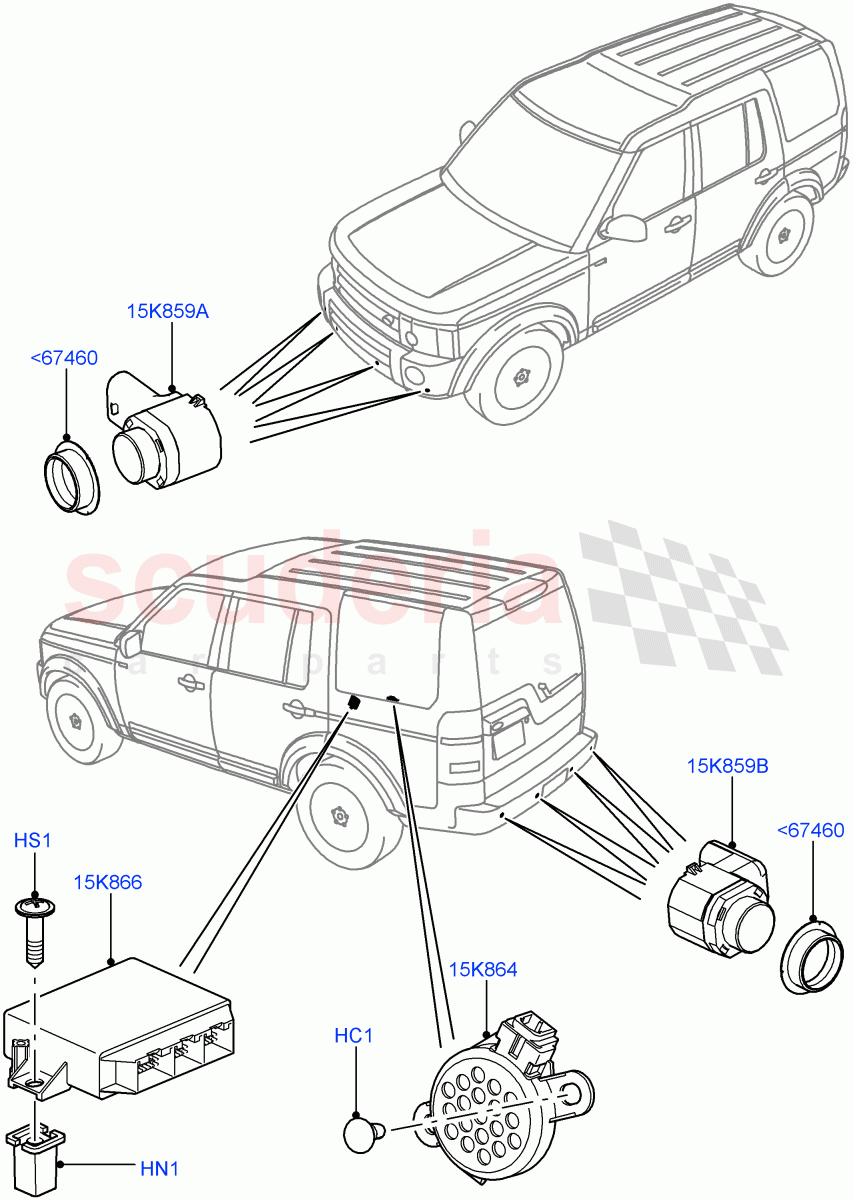 Parking Distance Control (With Rear Parking Aid) ((V) FROMAA000001, (V) TODA999999) of Land Rover Land Rover Discovery 4 (2010-2016) [2.7 Diesel V6]