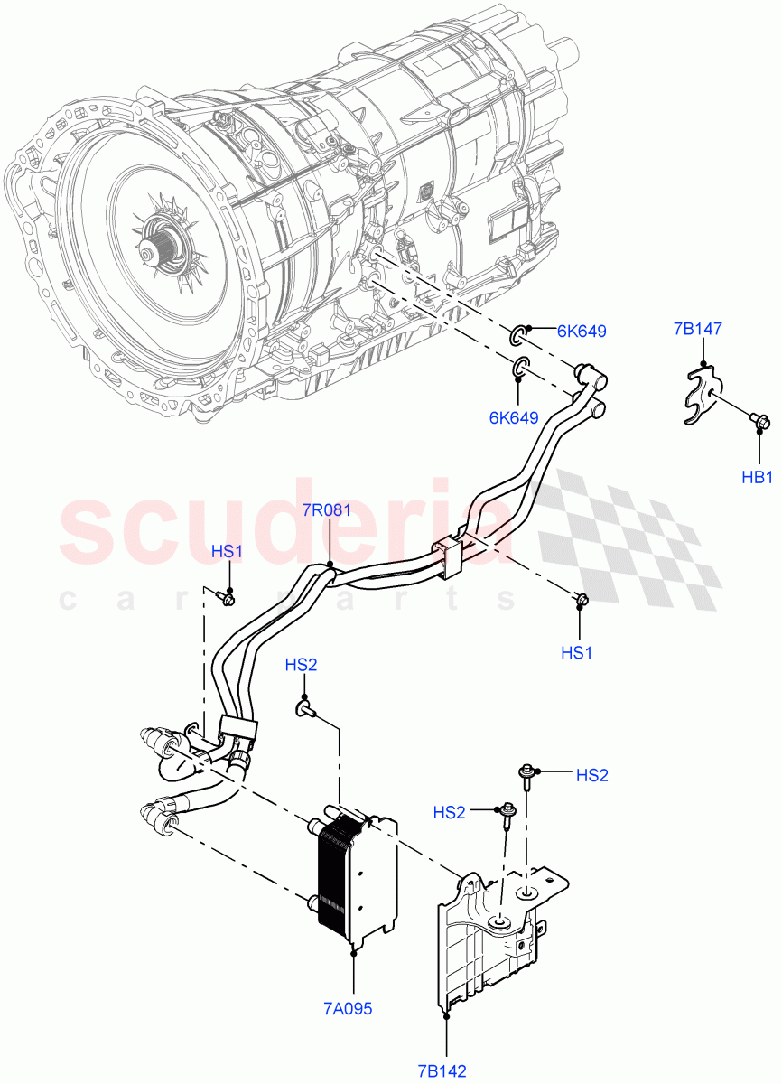Transmission Cooling Systems (2.0L AJ200P Hi PHEV, 8HP Gen3 Hybrid Trans, 3.0L AJ20P6 Petrol PHEV) ((V) FROMMA000001) of Land Rover Land Rover Range Rover Velar (2017+) [3.0 Diesel 24V DOHC TC]