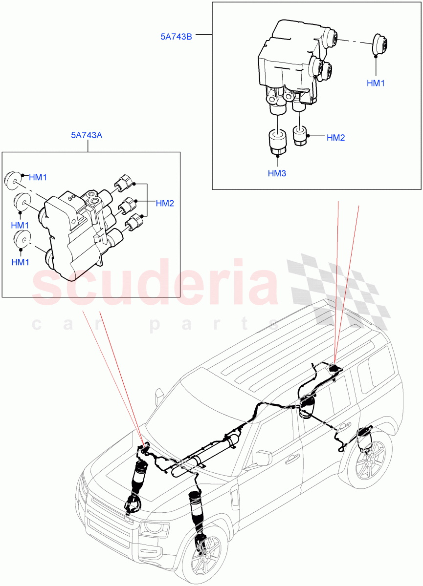 Air Suspension Compressor And Lines (Valve Assembly) (With Four Corner Air Suspension) of Land Rover Land Rover Defender (2020+) [3.0 I6 Turbo Diesel AJ20D6]