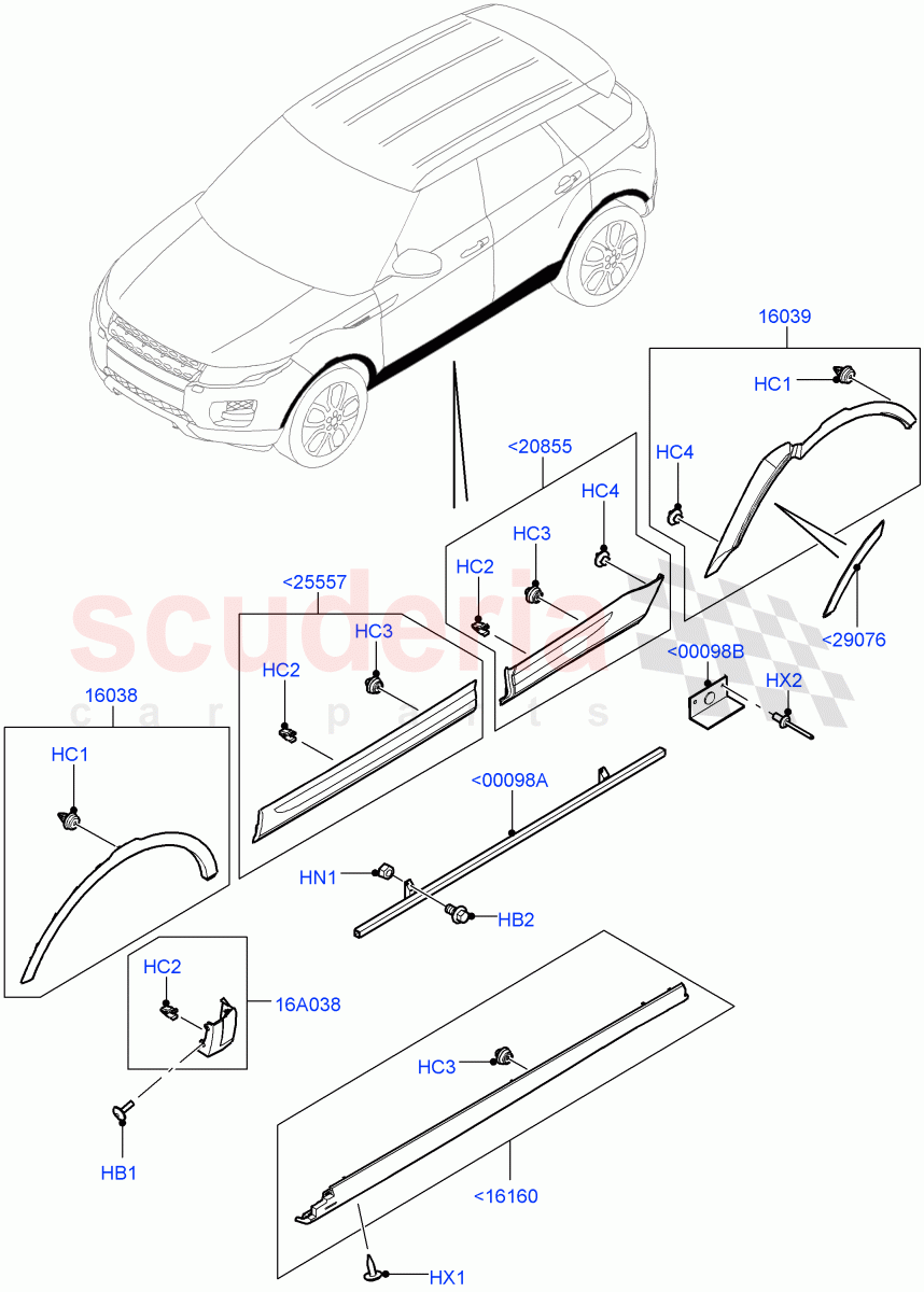 Body Mouldings (Halewood (UK)) of Land Rover Land Rover Range Rover Evoque (2012-2018) [2.0 Turbo Diesel]