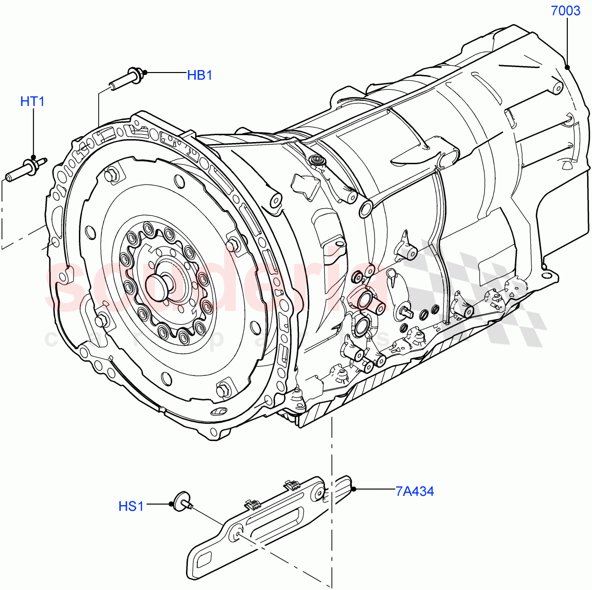 Auto Trans Assy & Speedometer Drive (Solihull Plant Build) (3.0L DOHC GDI SC V6 PETROL, 8 Speed Auto Trans ZF 8HP45) ((V) FROMEA000001) of Land Rover Land Rover Discovery 5 (2017+) [2.0 Turbo Petrol AJ200P]