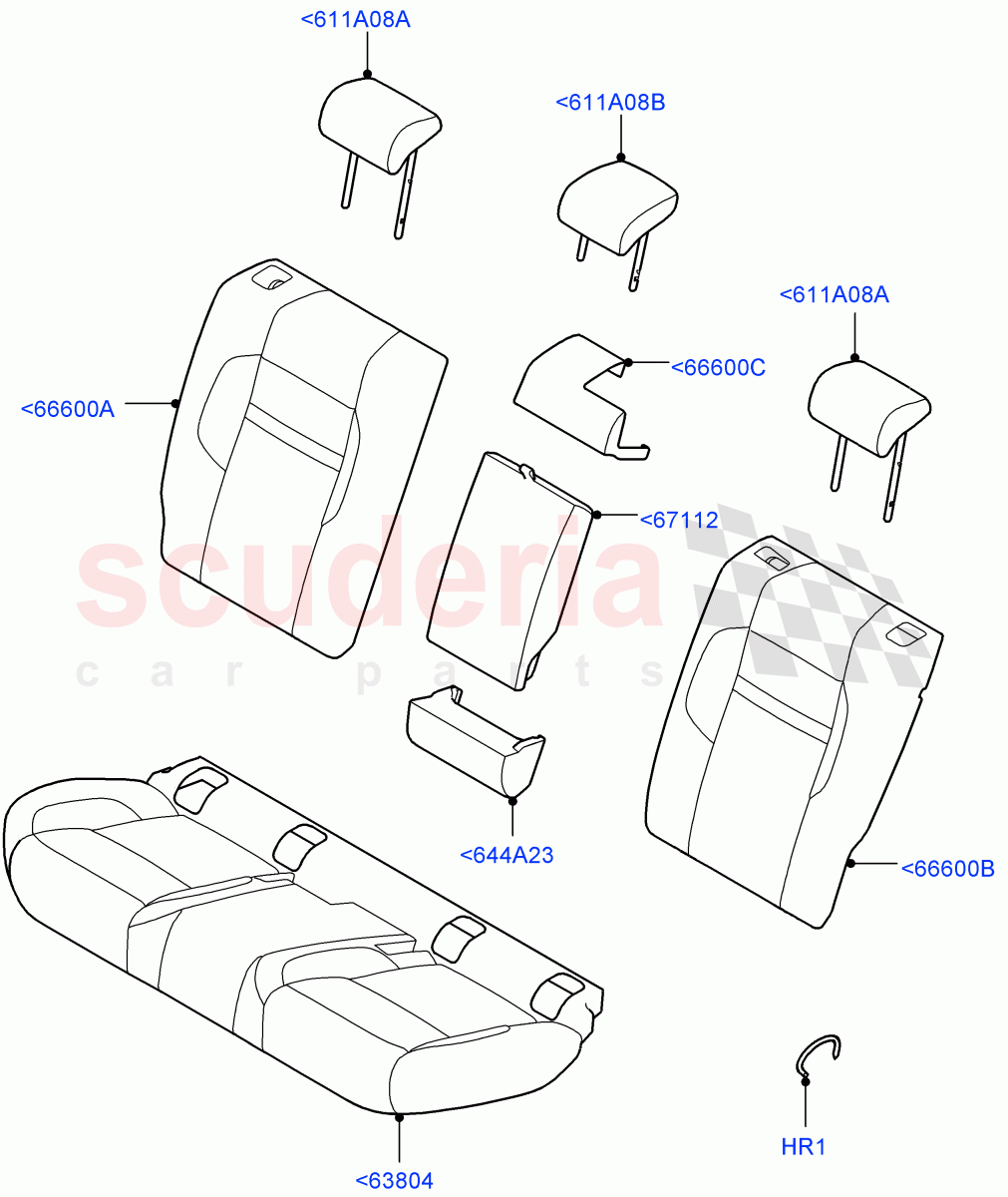 Rear Seat Covers (DIAMOND PERFORATED TAURUS PVCP, Changsu (China)) of Land Rover Land Rover Range Rover Evoque (2019+) [2.0 Turbo Diesel]