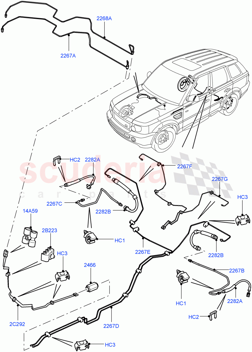 Rear Brake Pipes ((V) TO9A999999) of Land Rover Land Rover Range Rover Sport (2005-2009) [3.6 V8 32V DOHC EFI Diesel]