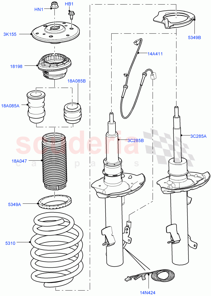 Front Suspension Struts And Springs (Changsu (China)) ((V) FROMEG000001) of Land Rover Land Rover Range Rover Evoque (2012-2018) [2.2 Single Turbo Diesel]