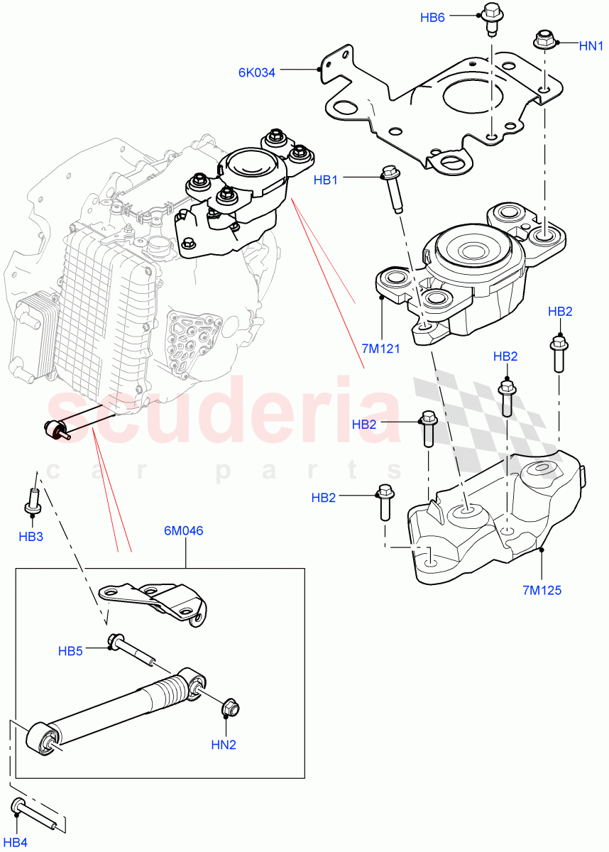 Transmission Mounting (2.0L I4 High DOHC AJ200 Petrol, Halewood (UK), 2.0L I4 Mid DOHC AJ200 Petrol) ((V) FROMJH000001) of Land Rover Land Rover Range Rover Evoque (2012-2018) [2.0 Turbo Petrol GTDI]