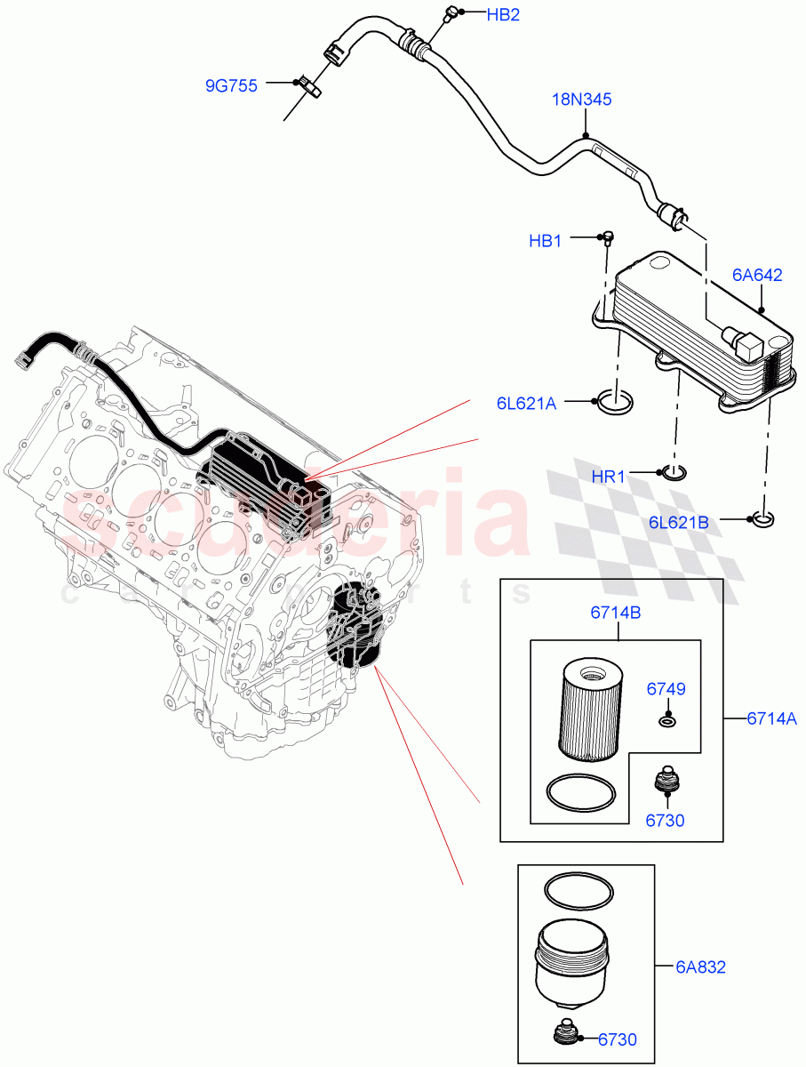 Oil Cooler And Filter (4.4 V8 Turbo Petrol (NC10)) of Land Rover Land Rover Range Rover (2022+) [4.4 V8 Turbo Petrol NC10]
