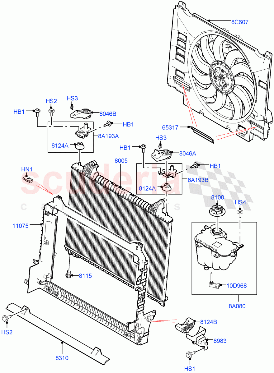 Radiator/Coolant Overflow Container (Main Unit) (2.0L I4 High DOHC AJ200 Petrol, 2.0L I4 Mid DOHC AJ200 Petrol) ((V) TOLA999999) of Land Rover Land Rover Range Rover Velar (2017+) [2.0 Turbo Petrol AJ200P]