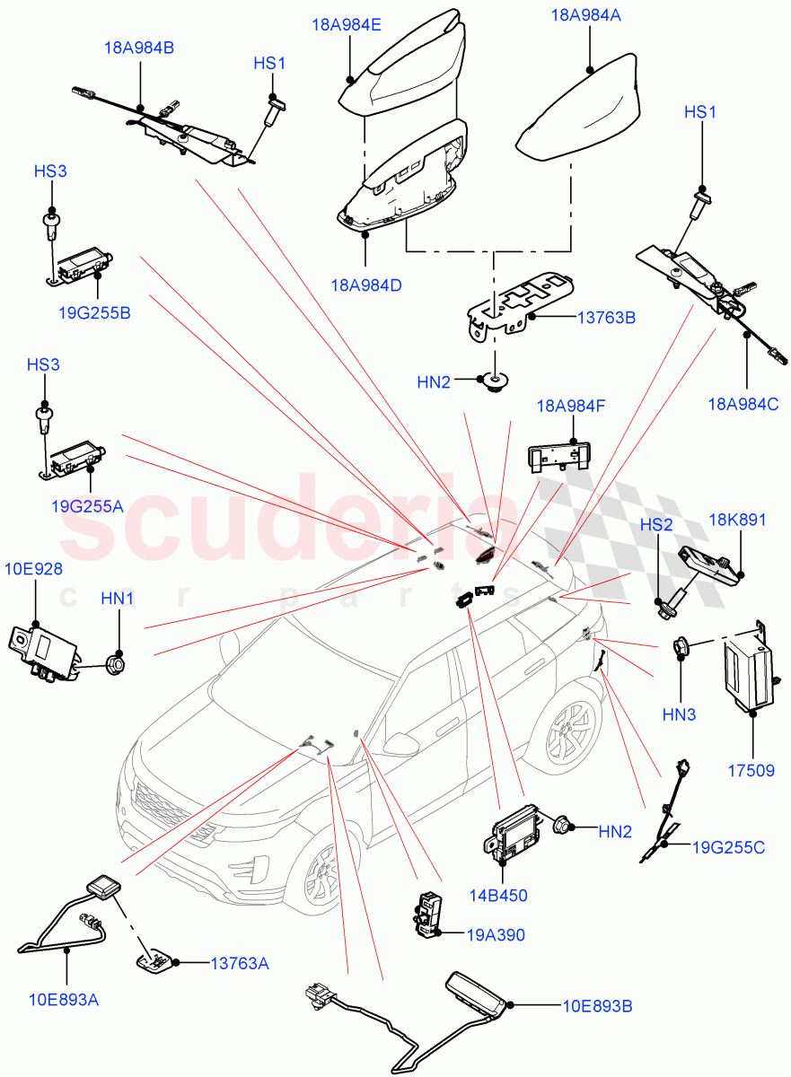 Aerial (Itatiaia (Brazil)) of Land Rover Land Rover Range Rover Evoque (2019+) [1.5 I3 Turbo Petrol AJ20P3]