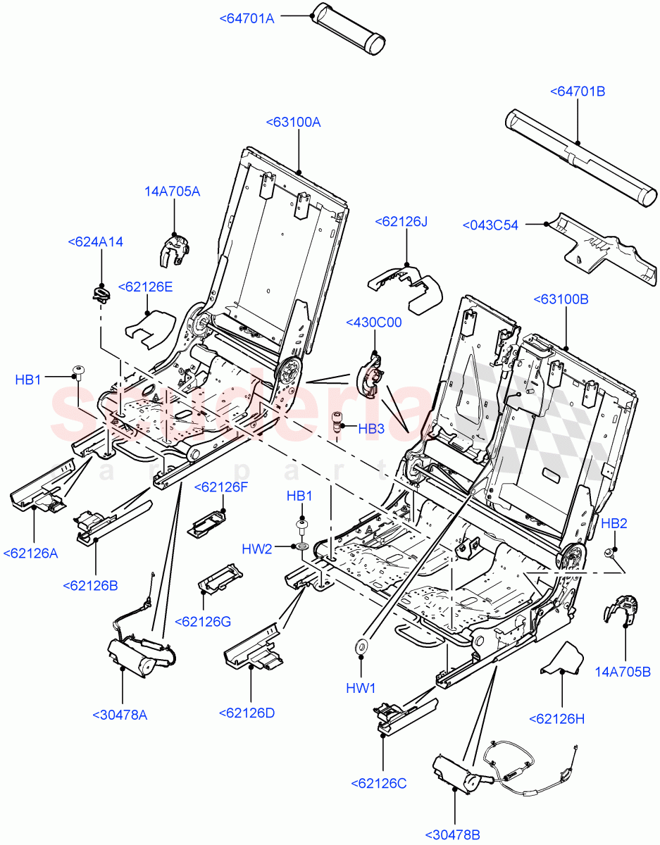 Rear Seat Base (Changsu (China), With 60/40 Manual Fold Thru Rr Seat) of Land Rover Land Rover Discovery Sport (2015+) [2.0 Turbo Diesel AJ21D4]