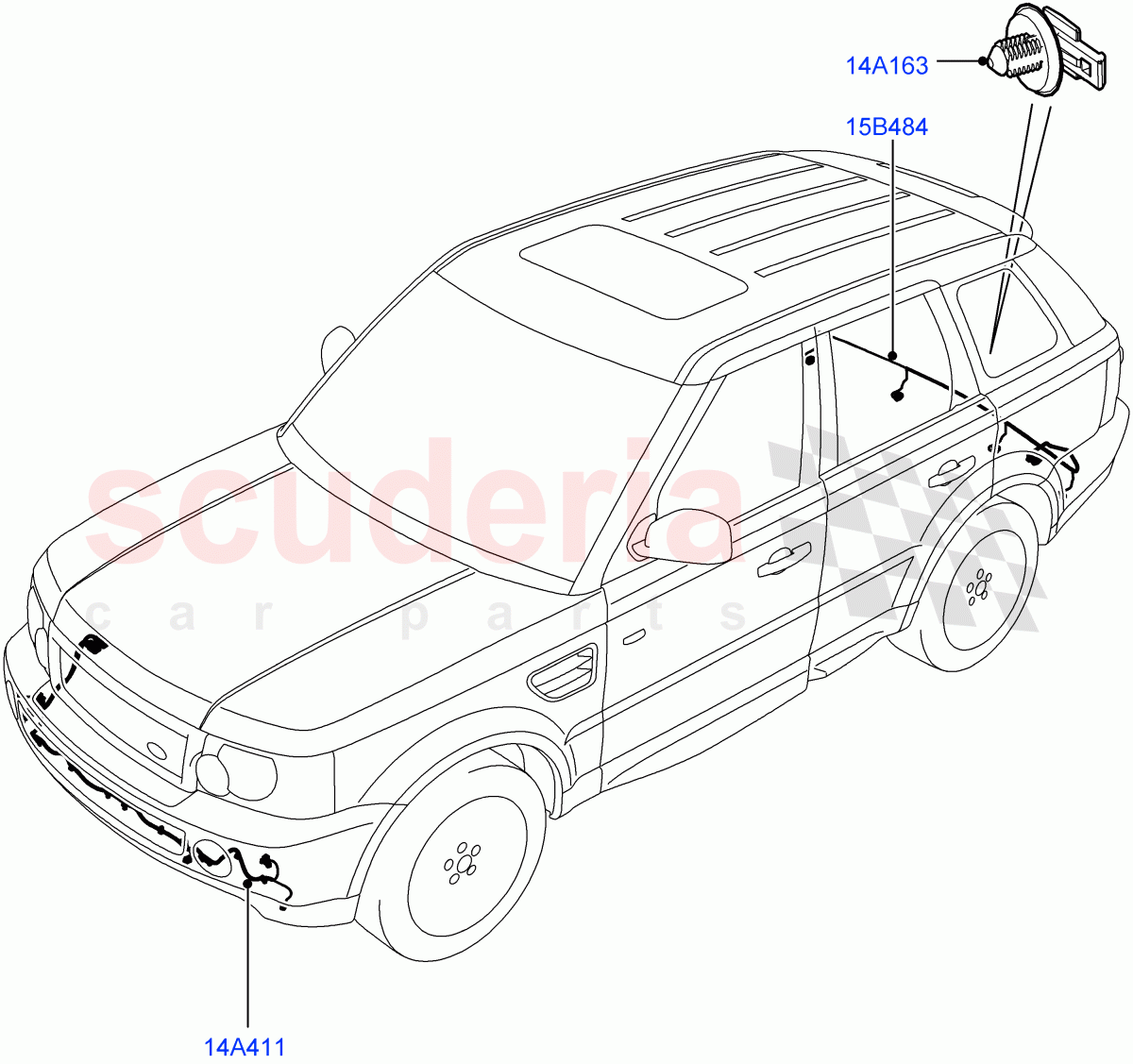 Electrical Wiring - Body And Rear (Bumper) ((V) FROMAA000001) of Land Rover Land Rover Range Rover Sport (2010-2013) [3.0 Diesel 24V DOHC TC]