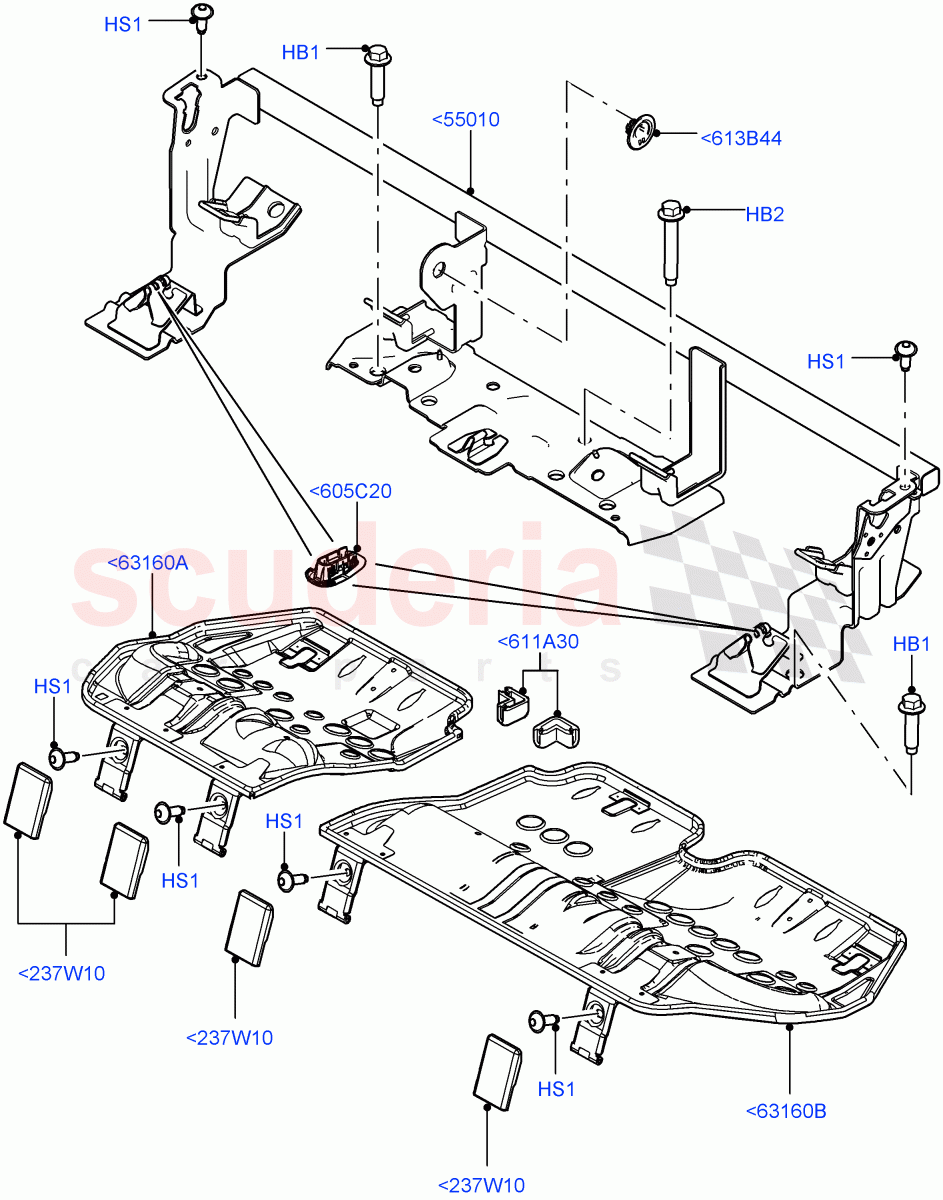 Rear Seat Base (Halewood (UK), With 60/40 Split - Folding Rr Seat) of Land Rover Land Rover Discovery Sport (2015+) [2.0 Turbo Diesel AJ21D4]