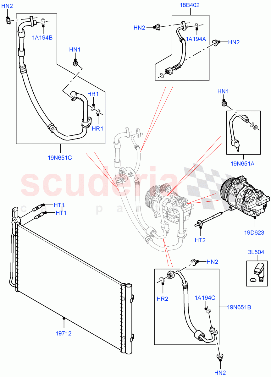 Air Conditioning Condensr/Compressr (2.0L AJ20P4 Petrol Mid PTA, Changsu (China)) ((V) FROMKG446857, (V) TOMG140568) of Land Rover Land Rover Discovery Sport (2015+) [2.0 Turbo Petrol GTDI]