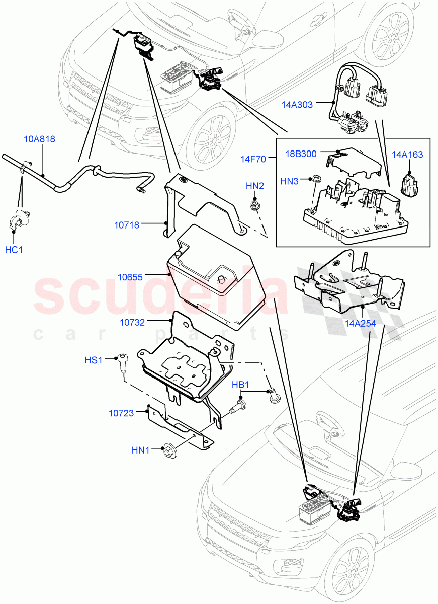 Battery And Mountings (Itatiaia (Brazil), Starter - Stop/Start System) ((V) FROMGT000001) of Land Rover Land Rover Range Rover Evoque (2012-2018) [2.0 Turbo Diesel]