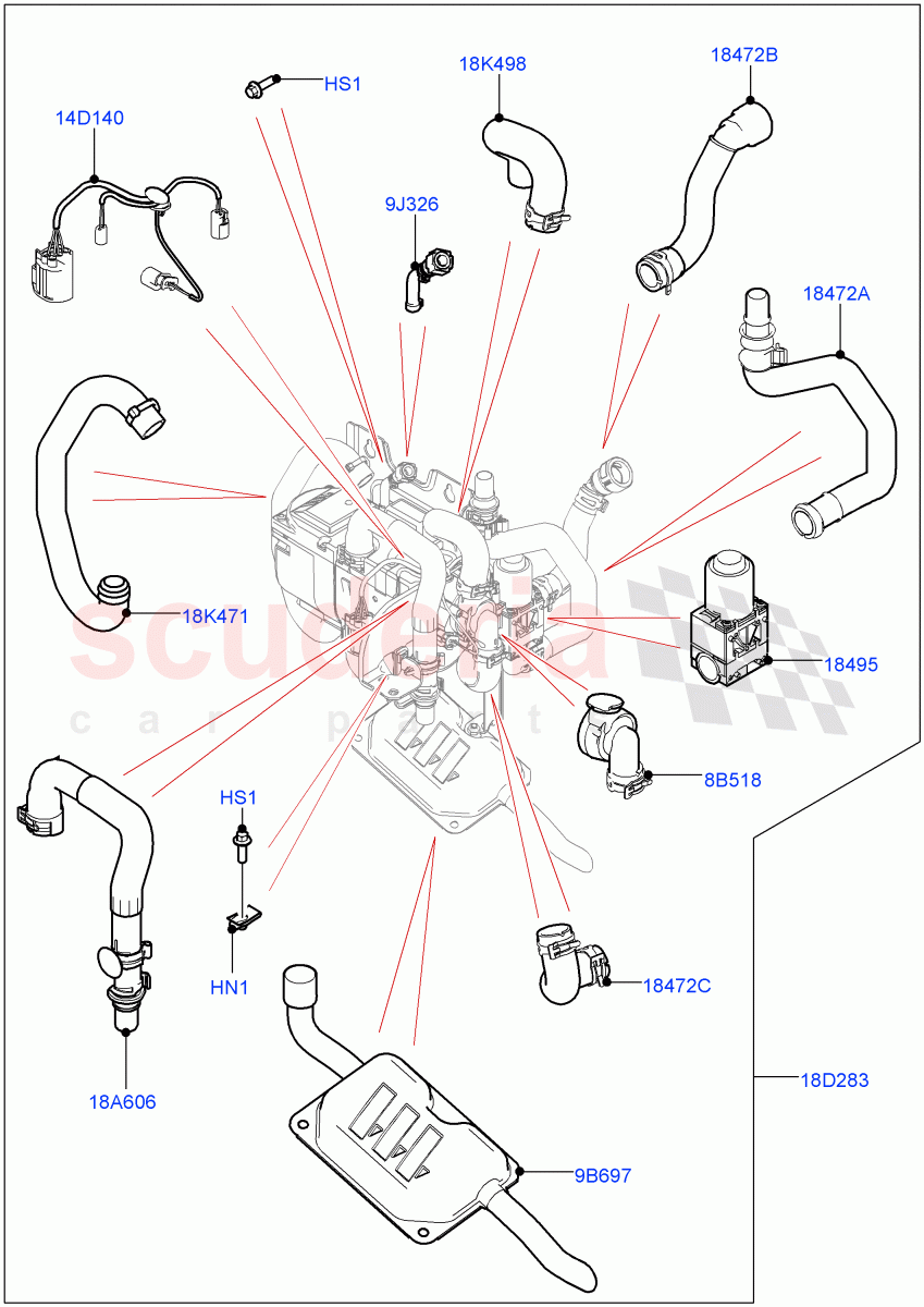 Auxiliary Fuel Fired Pre-Heater (External Components) (3.0L AJ20P6 Petrol High, Fuel Heater W/Pk Heat With Remote, 3.0L AJ20D6 Diesel High) ((V) FROMMA000001) of Land Rover Land Rover Range Rover Velar (2017+) [3.0 Diesel 24V DOHC TC]
