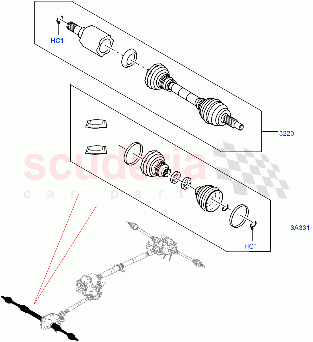 Drive Shaft - Front Axle Drive (Driveshaft) (Drive Line Disconnect) of Land Rover Land Rover Range Rover (2022+) [3.0 I6 Turbo Petrol AJ20P6]
