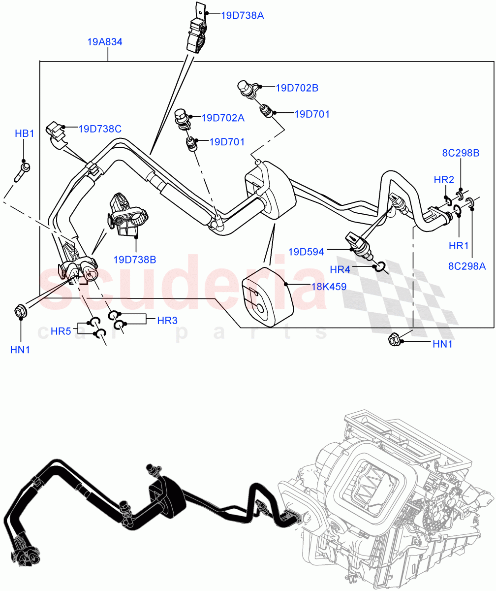 Air Conditioning System (Halewood (UK), Less Chiller Unit, Air Conditioning Refrigerant-R134A) ((V) TOFH999999) of Land Rover Land Rover Discovery Sport (2015+) [2.0 Turbo Petrol AJ200P]
