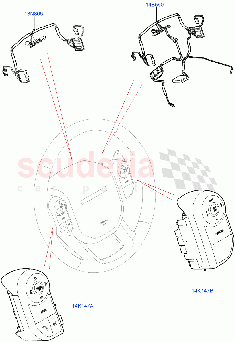 Switches (Steering Wheel, Solihull Plant Build) ((V) FROMHA000001) of Land Rover Land Rover Discovery 5 (2017+) [3.0 I6 Turbo Diesel AJ20D6]