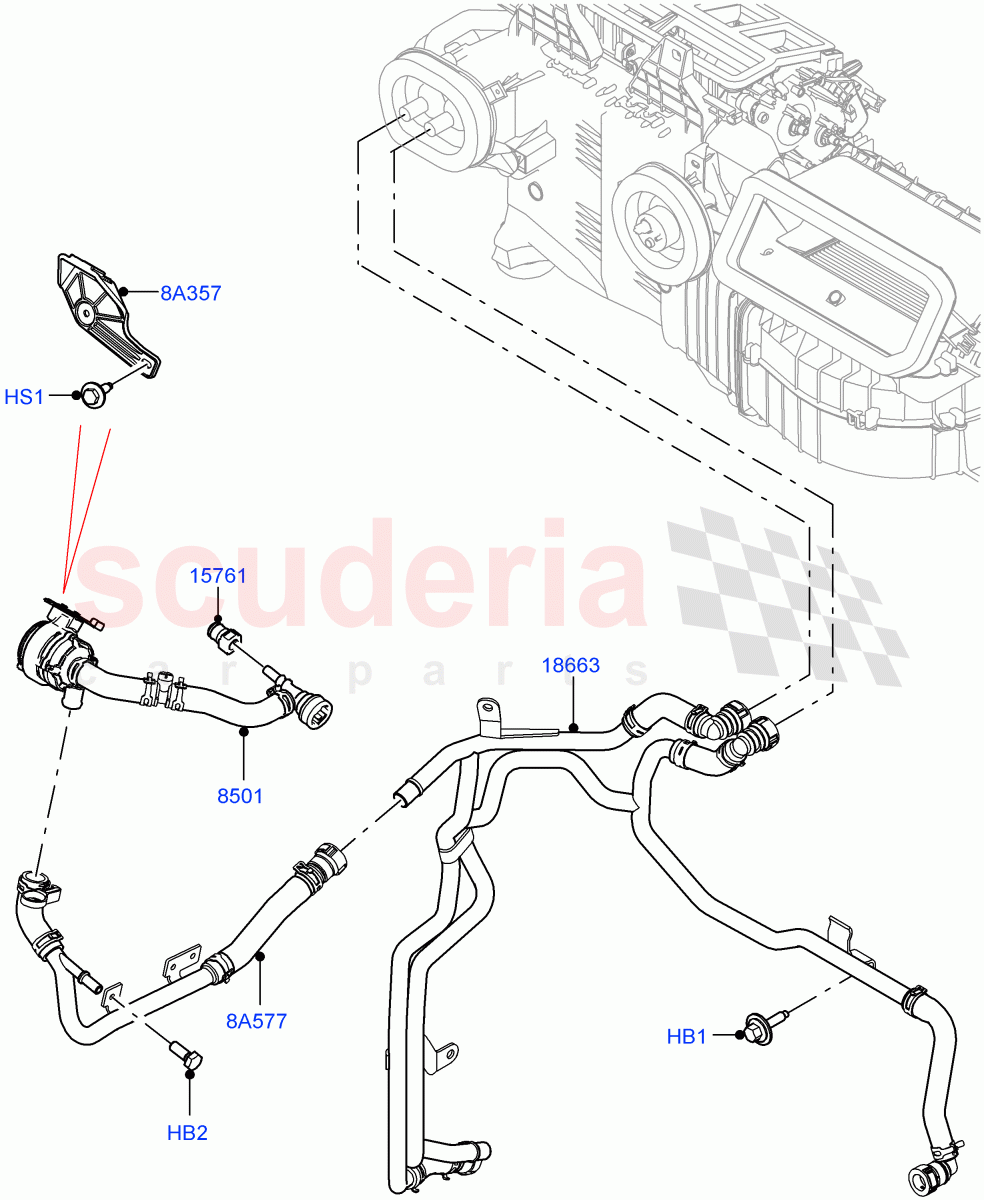 Heater Hoses (Front) (3.0L AJ20D6 Diesel High, Less Heater, Premium Air Conditioning-Front/Rear, With Ptc Heater) ((V) FROMLA000001) of Land Rover Land Rover Range Rover Sport (2014+) [2.0 Turbo Petrol AJ200P]