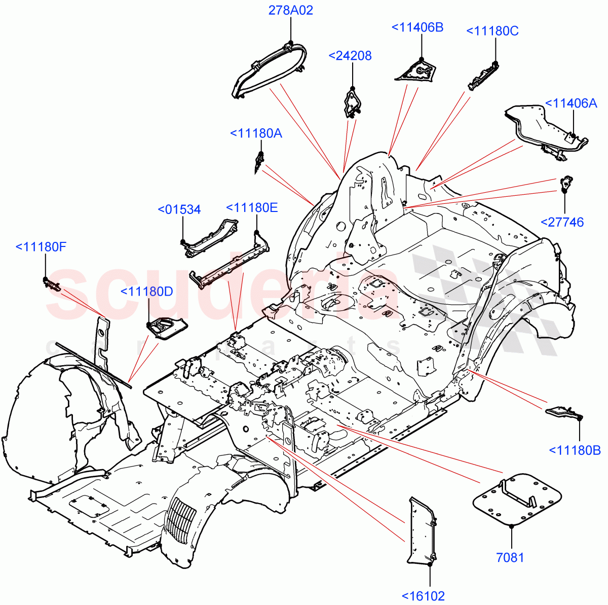 Insulators - Body (Halewood (UK)) of Land Rover Land Rover Range Rover Evoque (2019+) [1.5 I3 Turbo Petrol AJ20P3]