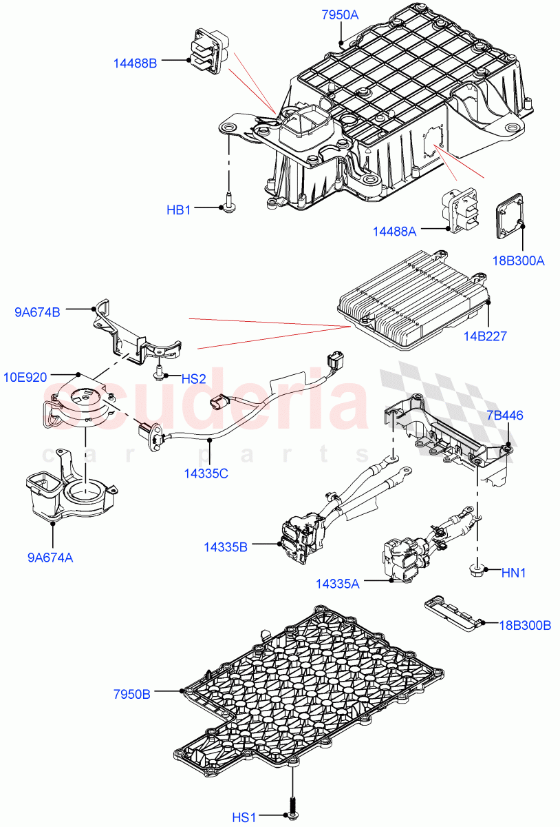 Hybrid Electrical Modules (Nitra Plant Build, MHEV Converter, Cooling Duct And Fans) (Electric Engine Battery-MHEV) ((V) FROMM2000001) of Land Rover Land Rover Discovery 5 (2017+) [3.0 Diesel 24V DOHC TC]