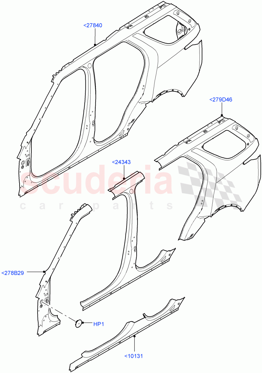 Side Panels - Outer (Nitra Plant Build) ((V) FROMK2000001) of Land Rover Land Rover Discovery 5 (2017+) [3.0 DOHC GDI SC V6 Petrol]