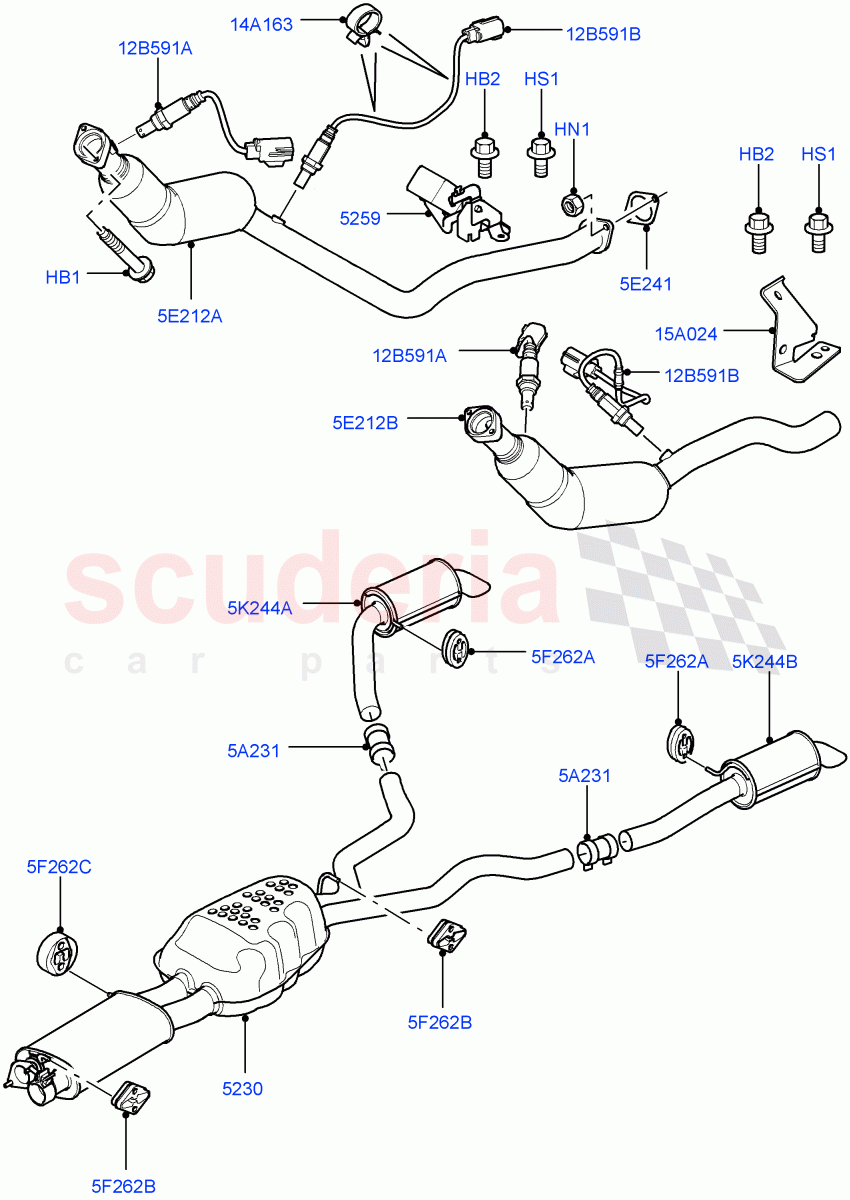 Exhaust System (AJ Petrol 4.4 V8 EFI (220KW)) of Land Rover Land Rover Range Rover Sport (2005-2009) [4.4 AJ Petrol V8]