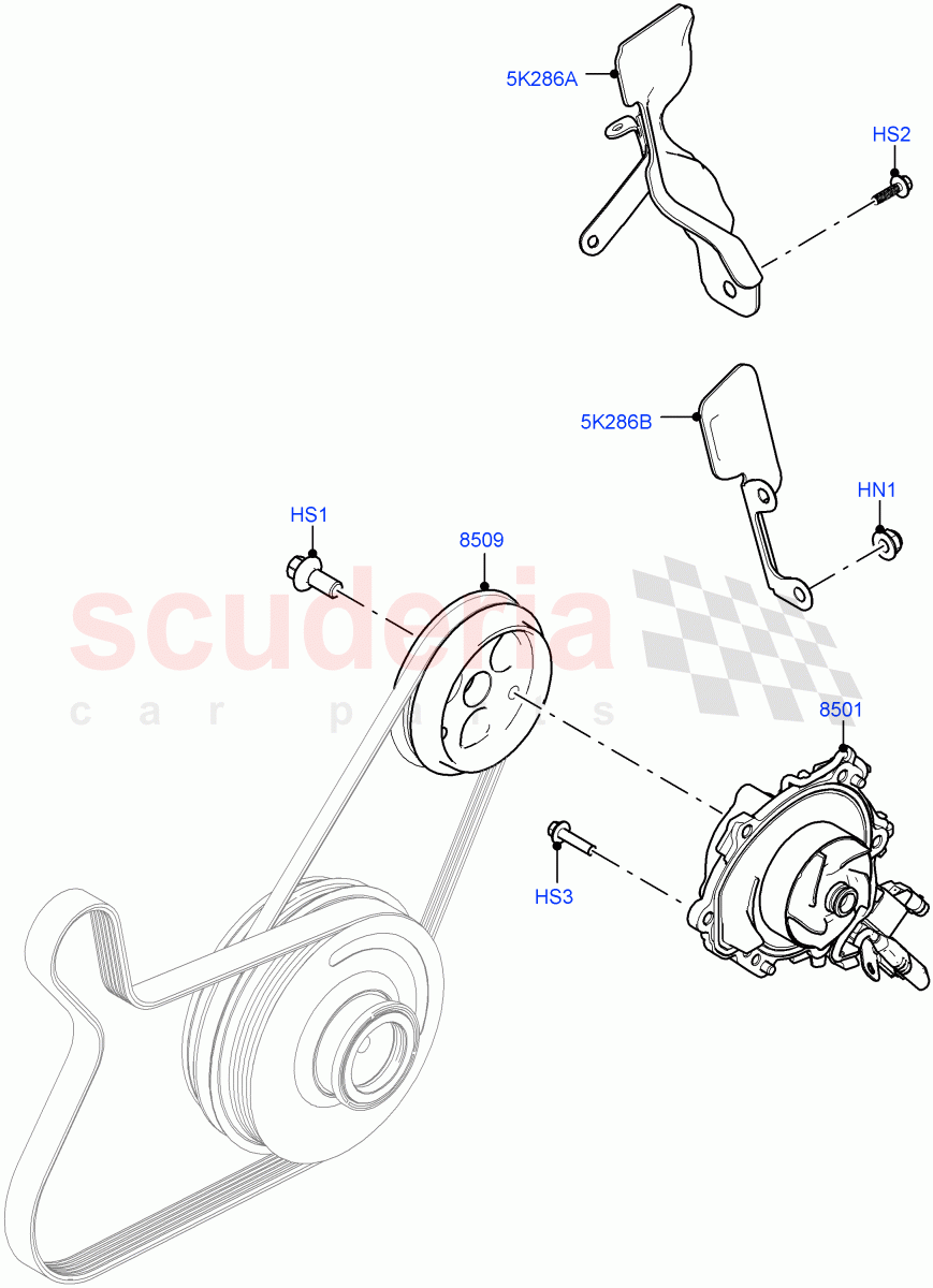 Water Pump (2.0L AJ20P4 Petrol Mid PTA, Changsu (China)) of Land Rover Land Rover Range Rover Evoque (2019+) [2.0 Turbo Petrol AJ200P]
