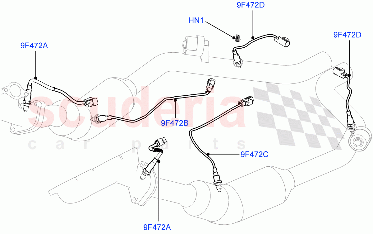 Exhaust System (Exhaust System Sensors) (3.0L DOHC GDI SC V6 PETROL, ULEV II Requirements, EU6 Emissions, EU2, Euro Stage 4 Emissions, Japan Requirements, Proconve L5 Brazil, SULEV Requirements, Proconve L6 Emissions, Stage V European Emissions) of Land Rover Land Rover Range Rover (2012-2021) [3.0 DOHC GDI SC V6 Petrol]