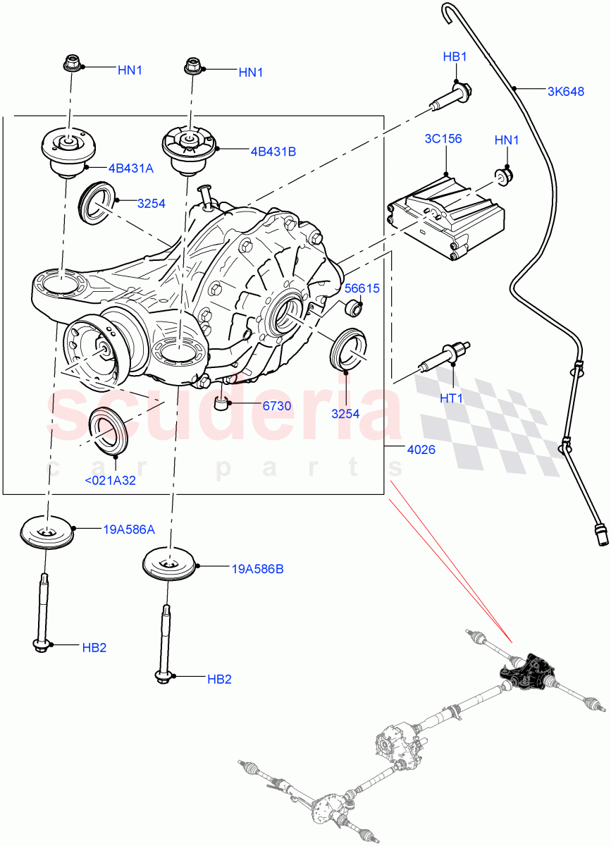 Rear Axle (2.0L 16V TIVCT T/C 240PS Petrol, Rear Axle Open Style Differential) ((V) TOGA999999) of Land Rover Land Rover Range Rover (2012-2021) [4.4 DOHC Diesel V8 DITC]