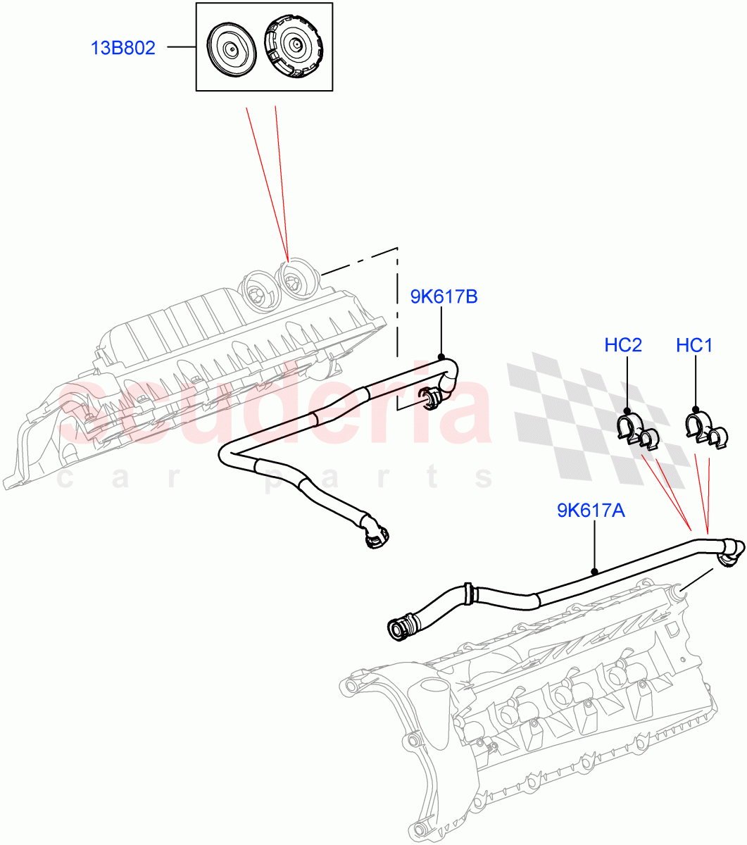 Emission Control - Crankcase (5.0L OHC SGDI NA V8 Petrol - AJ133) ((V) FROMAA000001) of Land Rover Land Rover Range Rover (2010-2012) [5.0 OHC SGDI NA V8 Petrol]