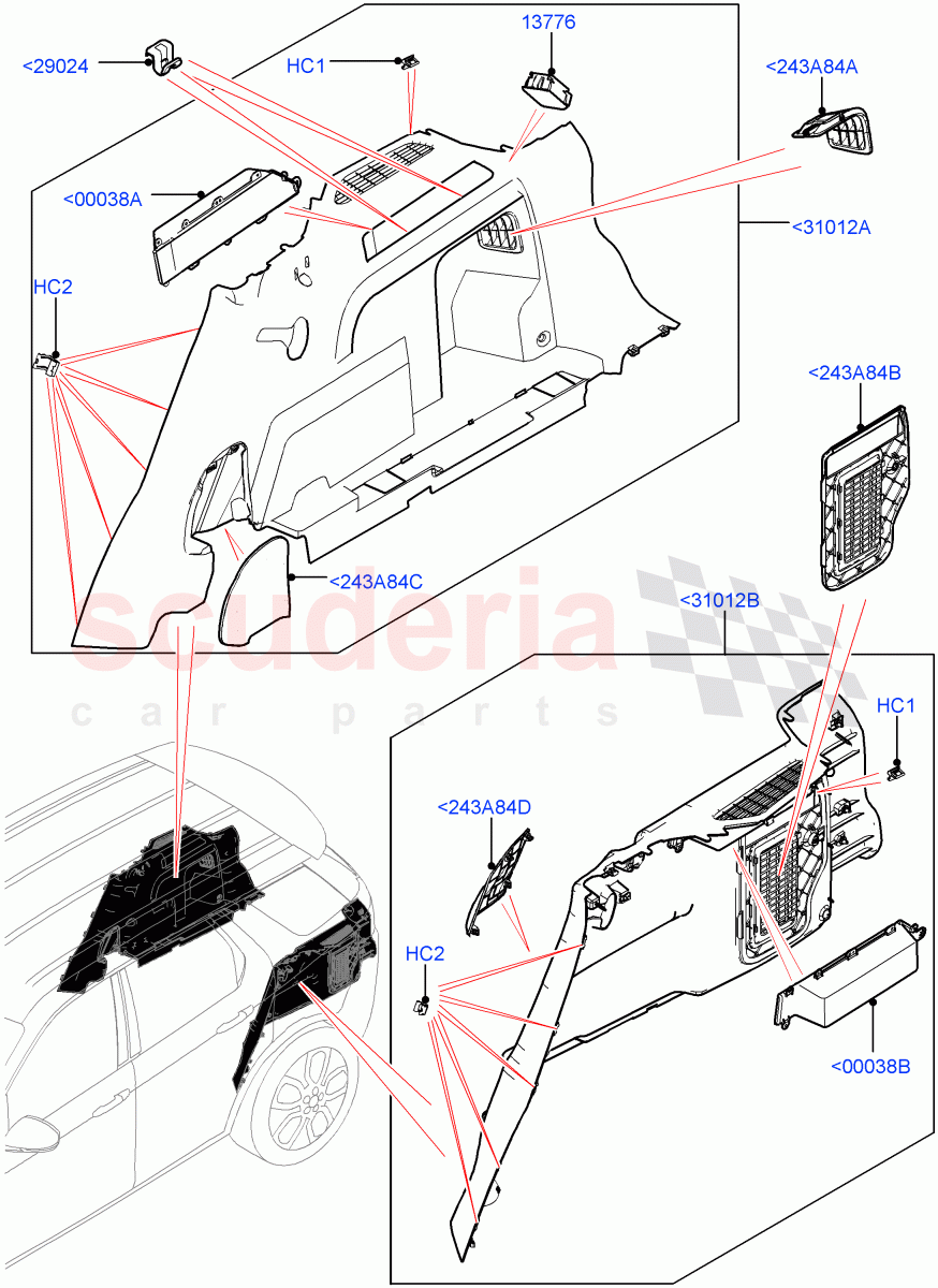 Side Trim (Luggage Compartment) (Itatiaia (Brazil), With 60/40 Split - Folding Rr Seat, Less Chiller Unit) ((V) FROMGT000001) of Land Rover Land Rover Discovery Sport (2015+) [2.0 Turbo Petrol GTDI]