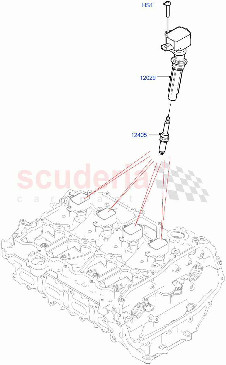 Ignition Coil And Wires/Spark Plugs (2.0L AJ20P4 Petrol High PTA, Itatiaia (Brazil), 2.0L AJ20P4 Petrol Mid PTA, 2.0L AJ20P4 Petrol E100 PTA) of Land Rover Land Rover Range Rover Evoque (2019+) [2.0 Turbo Petrol AJ200P]