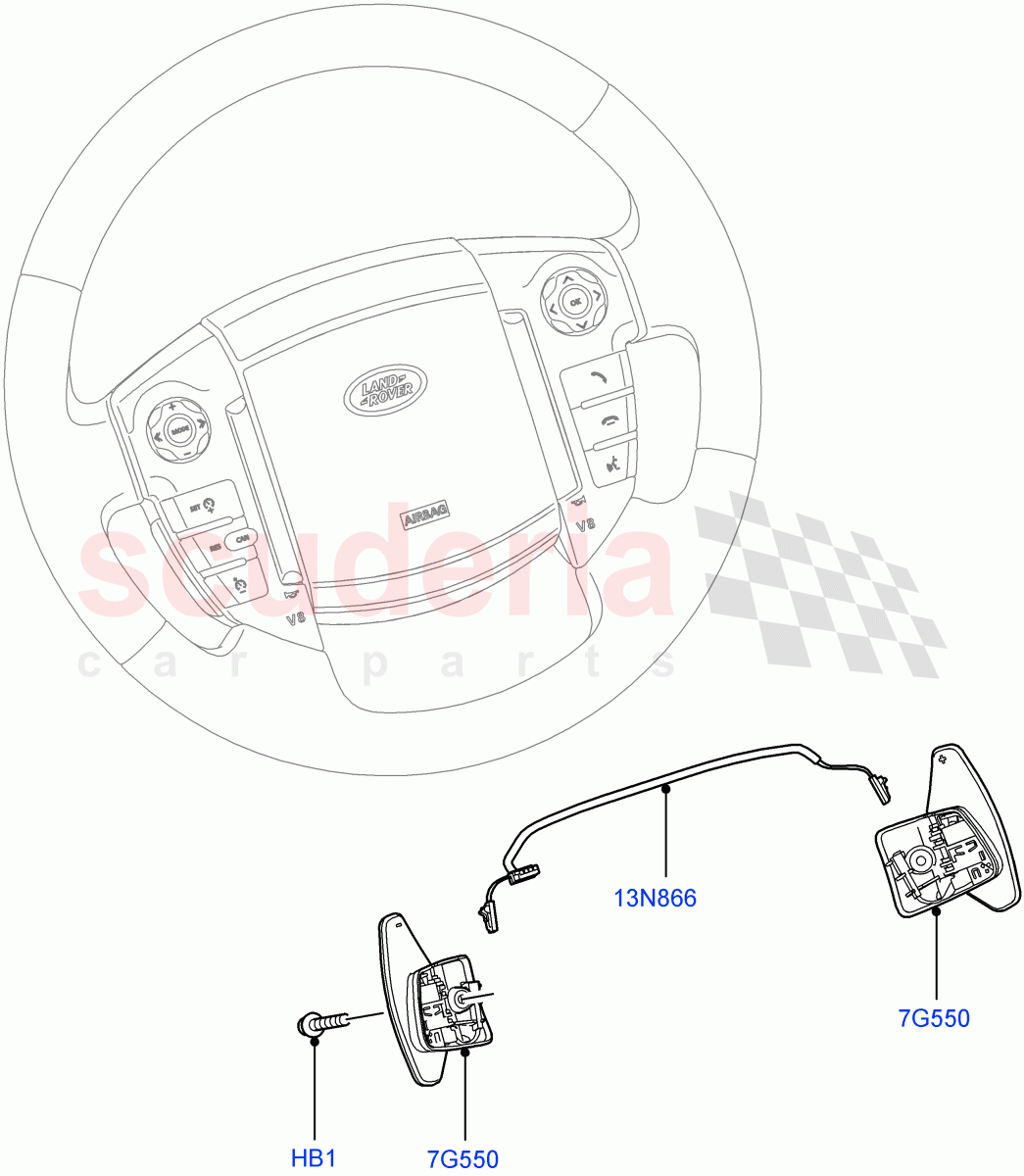 Gear Change-Automatic Transmission (Steering Wheel) (3.6L V8 32V DOHC EFi Diesel Lion, 6 Speed Auto ZF 6HP26 Steptronic, Lion Diesel 2.7 V6 (140KW)) ((V) FROMAA000001) of Land Rover Land Rover Range Rover Sport (2010-2013) [5.0 OHC SGDI NA V8 Petrol]