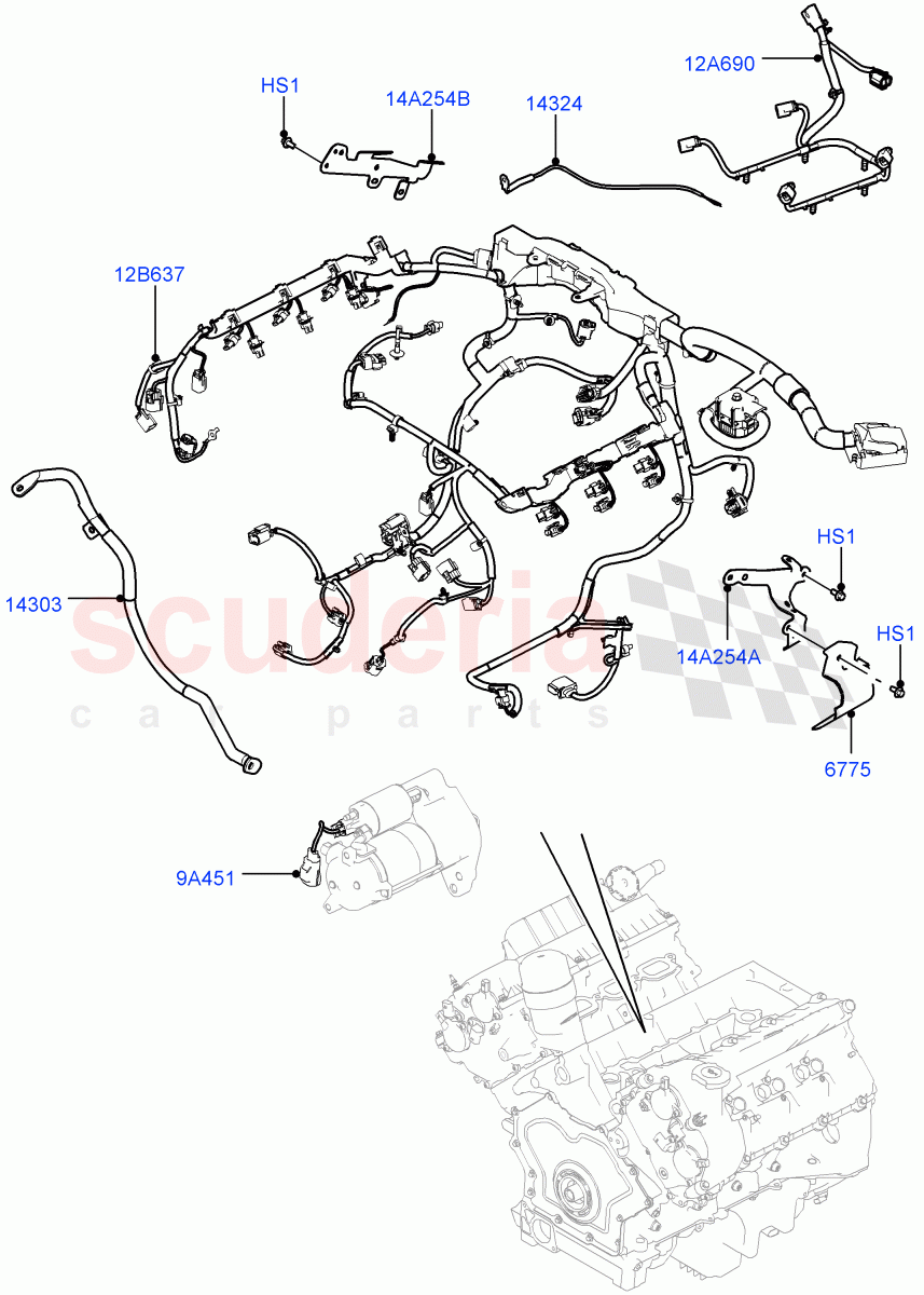 Electrical Wiring - Engine And Dash (3.0L DOHC GDI SC V6 PETROL) ((V) FROMEA000001) of Land Rover Land Rover Discovery 4 (2010-2016) [5.0 OHC SGDI NA V8 Petrol]