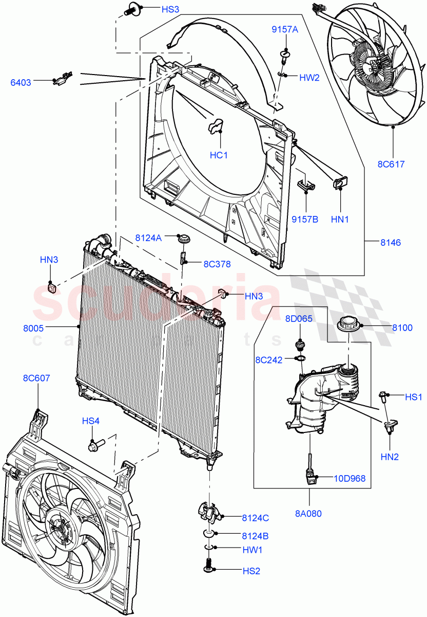 Radiator/Coolant Overflow Container (Main Unit) (3.0L DOHC GDI SC V6 PETROL) of Land Rover Land Rover Range Rover Sport (2014+) [3.0 DOHC GDI SC V6 Petrol]