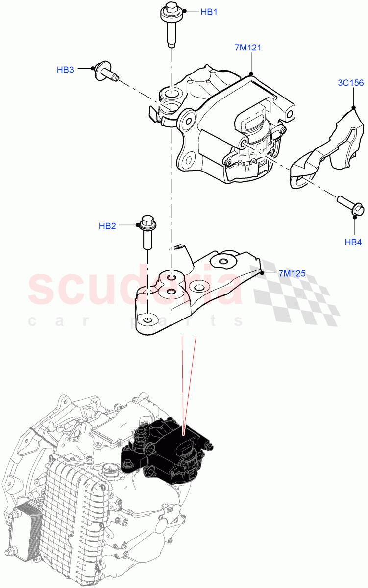 Transmission Mounting (2.0L AJ20P4 Petrol E100 PTA, 9 Speed Auto Trans 9HP50, Itatiaia (Brazil)) ((V) FROMLT000001) of Land Rover Land Rover Discovery Sport (2015+) [2.0 Turbo Petrol GTDI]
