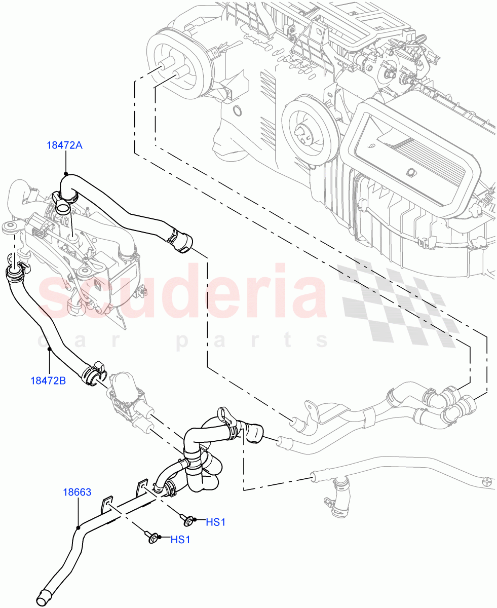 Heater Hoses (Front) (3.0 V6 Diesel, Park Heating With Remote Control) ((V) TOHA999999) of Land Rover Land Rover Range Rover Sport (2014+) [4.4 DOHC Diesel V8 DITC]