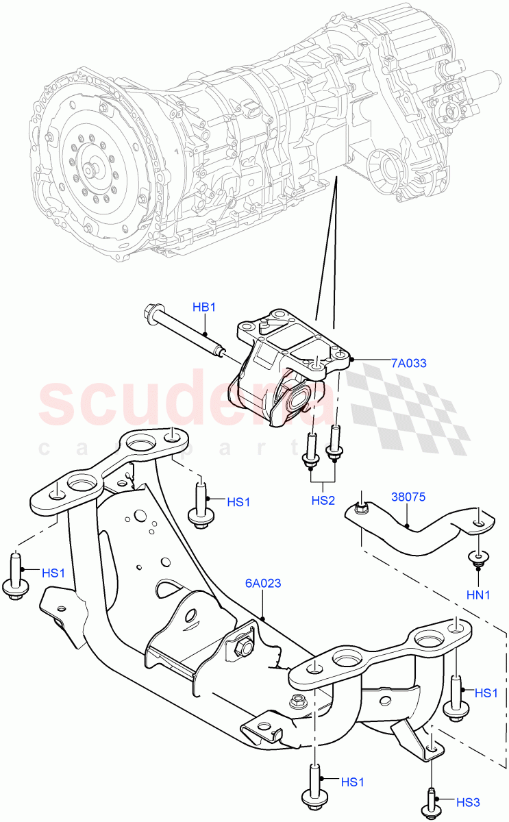 Transmission Mounting (5.0L P AJ133 DOHC CDA S/C Enhanced, 5.0 Petrol AJ133 DOHC CDA) ((V) FROMJA000001) of Land Rover Land Rover Range Rover Sport (2014+) [3.0 I6 Turbo Petrol AJ20P6]