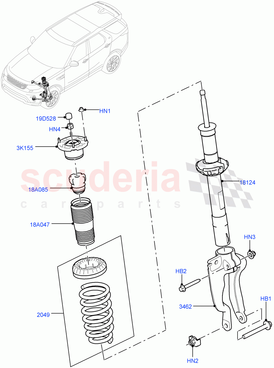 Front Suspension Struts And Springs (Solihull Plant Build) (With Standard Duty Coil Spring Susp) ((V) FROMHA000001) of Land Rover Land Rover Discovery 5 (2017+) [2.0 Turbo Diesel]