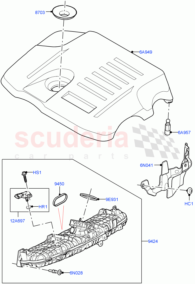Inlet Manifold (Nitra Plant Build) (3.0L AJ20P6 Petrol High) ((V) FROML2000001) of Land Rover Land Rover Defender (2020+) [3.0 I6 Turbo Petrol AJ20P6]