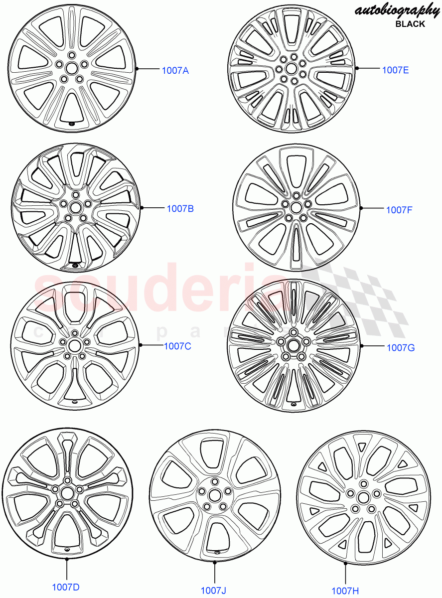 Wheels (Autobiography Black / SV Autobiography) (Limited Package, Less Version Package) ((V) FROMEA000001) of Land Rover Land Rover Range Rover (2012-2021) [3.0 I6 Turbo Petrol AJ20P6]