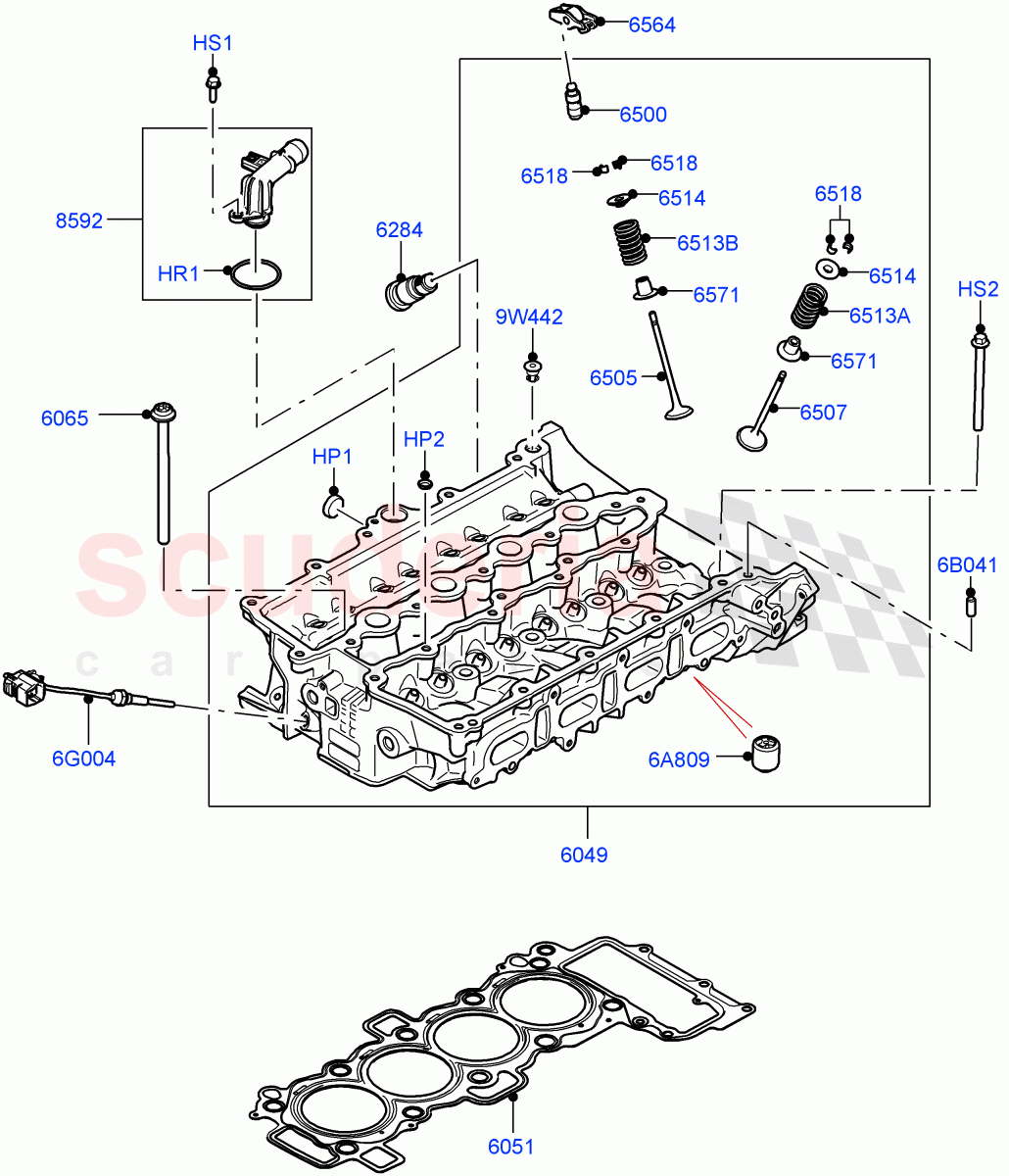 Cylinder Head (Solihull Plant Build) (2.0L I4 High DOHC AJ200 Petrol, 2.0L AJ200P Hi PHEV, 2.0L I4 Mid DOHC AJ200 Petrol) ((V) FROMHA000001) of Land Rover Land Rover Range Rover Sport (2014+) [2.0 Turbo Petrol AJ200P]