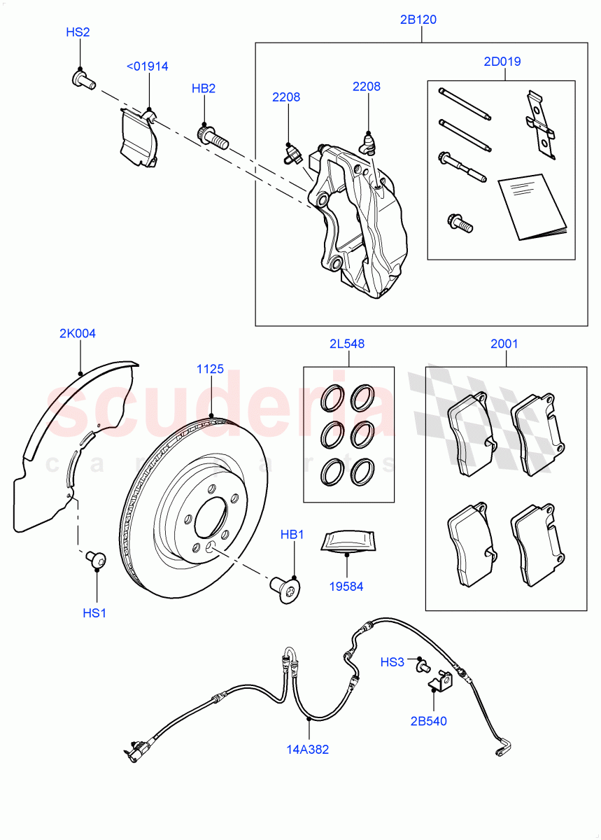 Front Brake Discs And Calipers (Version - Core, Front Disc And Caliper Size 20, Non SVR, Disc And Caliper Size-Frt 20/RR 20) ((V) FROMGA652128) of Land Rover Land Rover Range Rover Sport (2014+) [3.0 Diesel 24V DOHC TC]