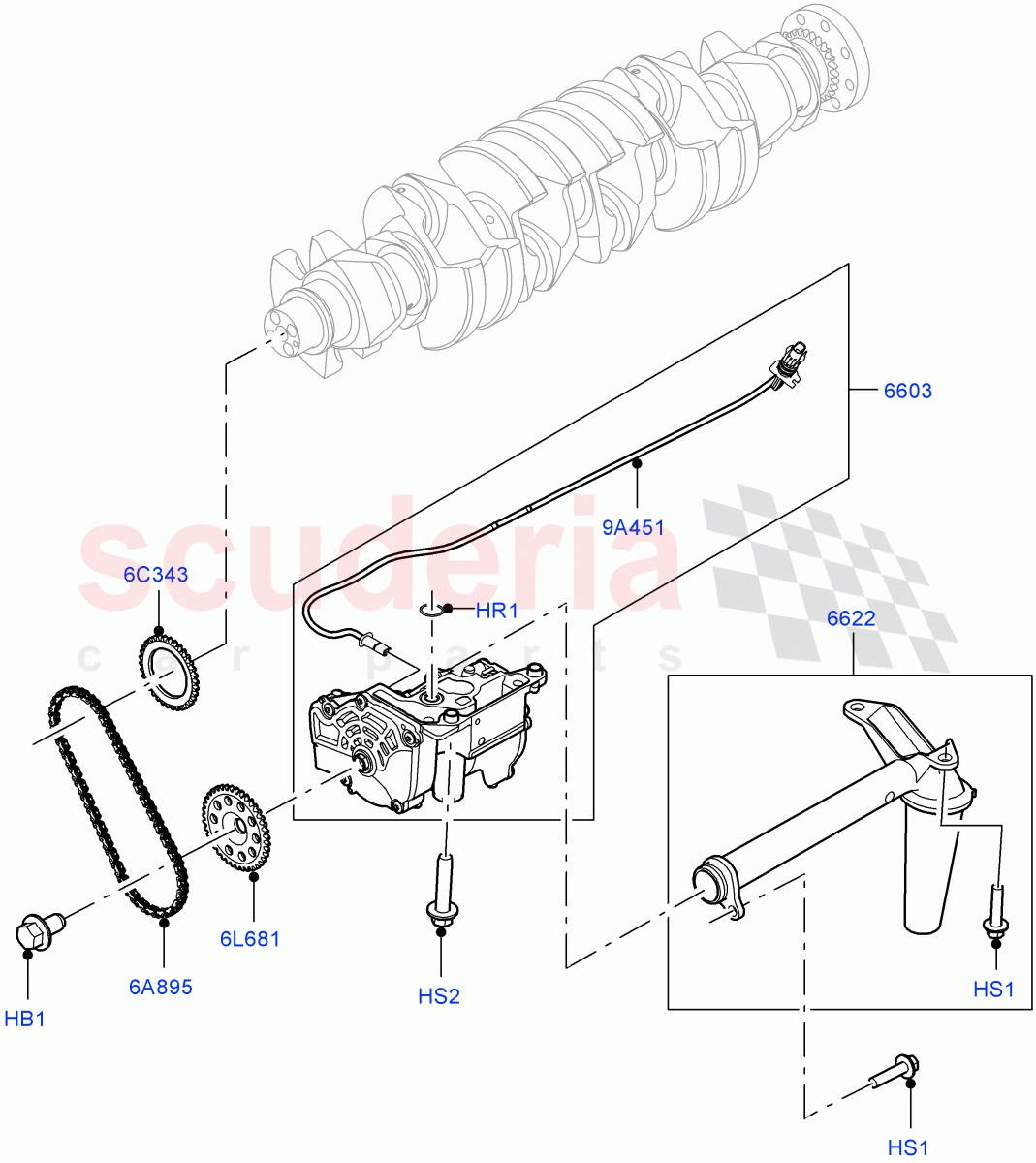 Oil Pump (Nitra Plant Build) (3.0L AJ20D6 Diesel High) ((V) FROMM2000001) of Land Rover Land Rover Discovery 5 (2017+) [3.0 I6 Turbo Diesel AJ20D6]