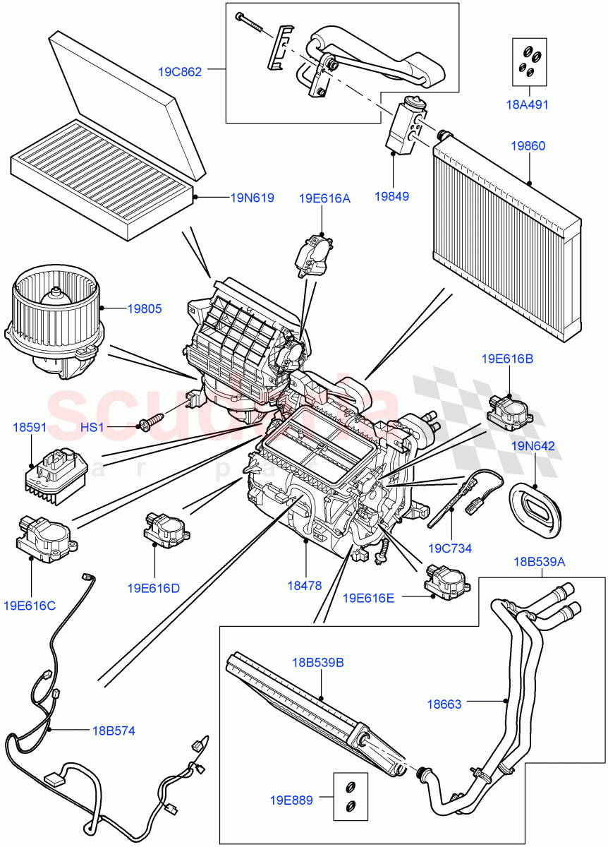 Heater/Air Cond.Internal Components ((V) TO9A999999) of Land Rover Land Rover Range Rover Sport (2005-2009) [2.7 Diesel V6]