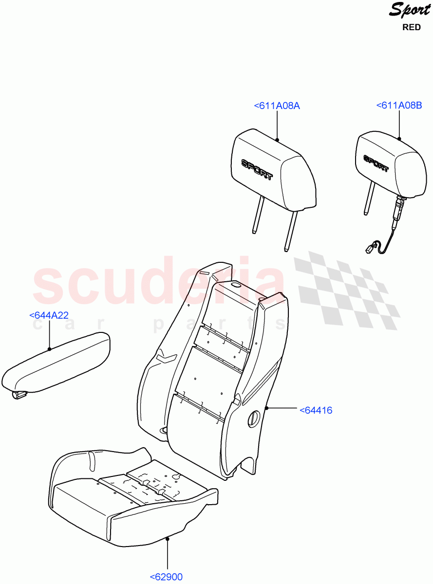 Front Seat Covers (Red Sport LE) ((V) FROMDA000001) of Land Rover Land Rover Range Rover Sport (2010-2013) [5.0 OHC SGDI NA V8 Petrol]