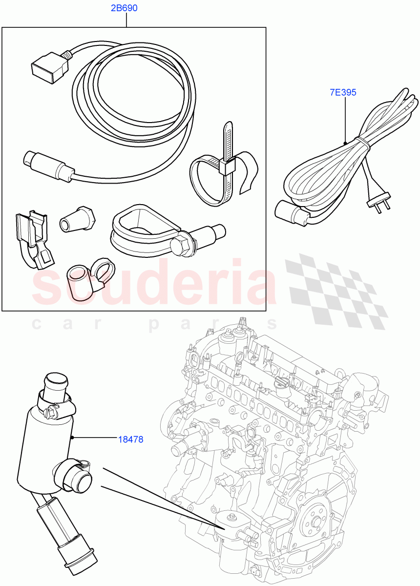 Engine Heater (2.0L 16V TIVCT T/C Gen2 Petrol, Halewood (UK), 2.0L 16V TIVCT T/C 240PS Petrol) of Land Rover Land Rover Range Rover Evoque (2012-2018) [2.0 Turbo Petrol GTDI]