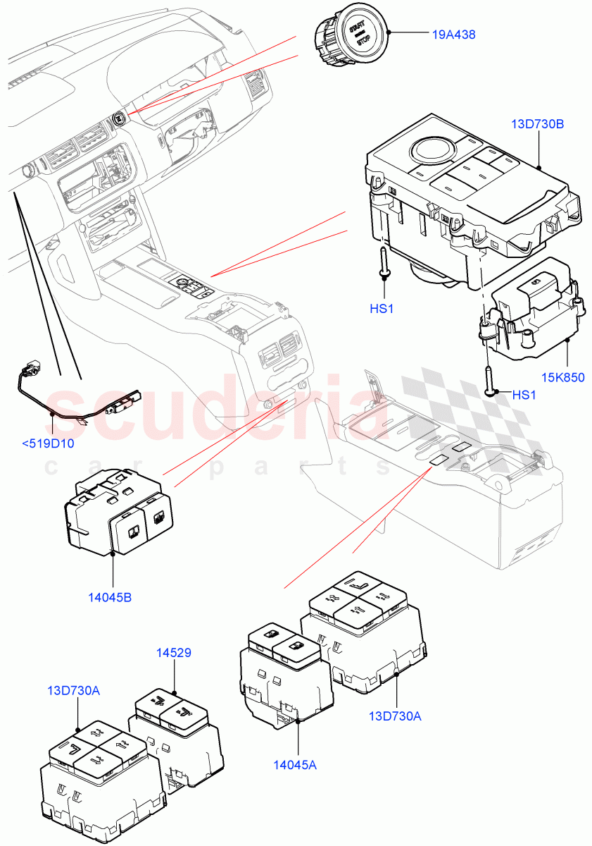 Switches (Console) ((V) TOHA999999) of Land Rover Land Rover Range Rover (2012-2021) [2.0 Turbo Petrol GTDI]